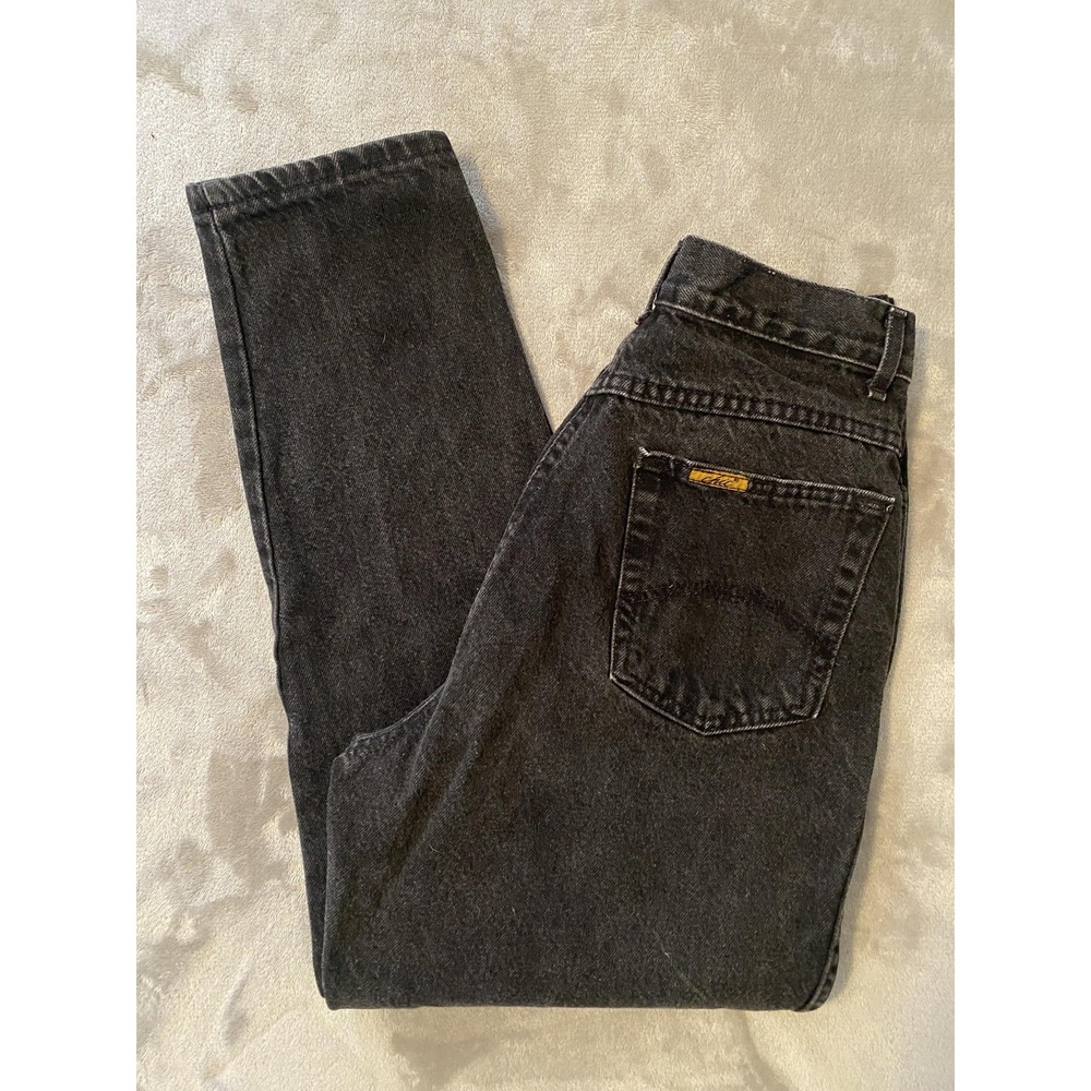 Vintage Chic Jeans Womens 9 Tall Black Mom High Rise Tapered Leg Denim 90s Retro